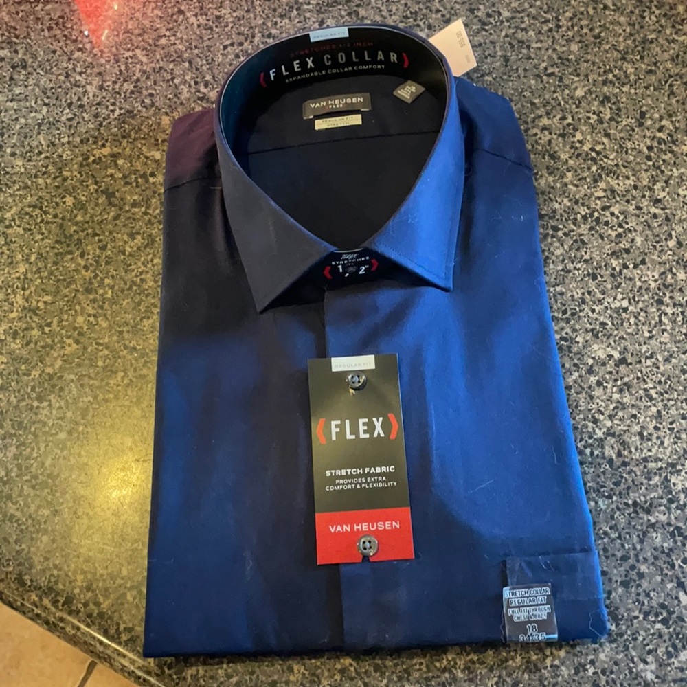 Men’s NEW van Heusen dress shirt sz XXL blue